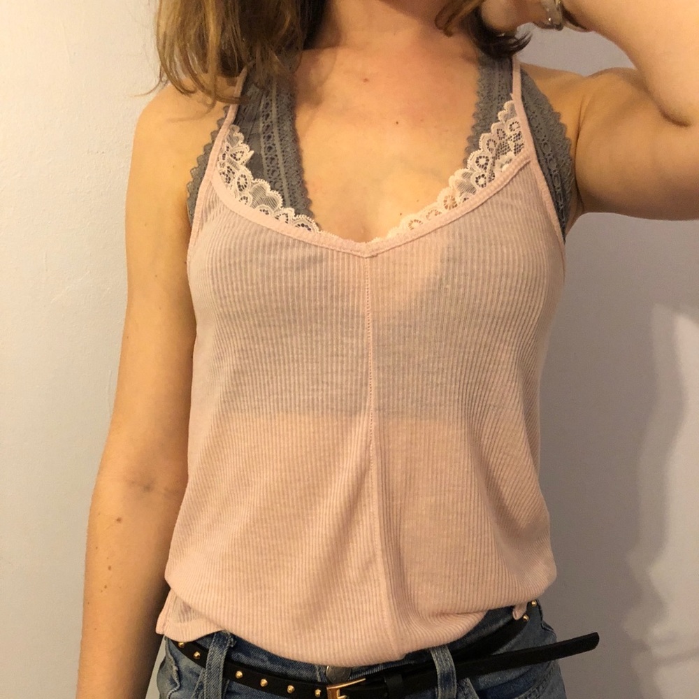 Light pink lace tank top